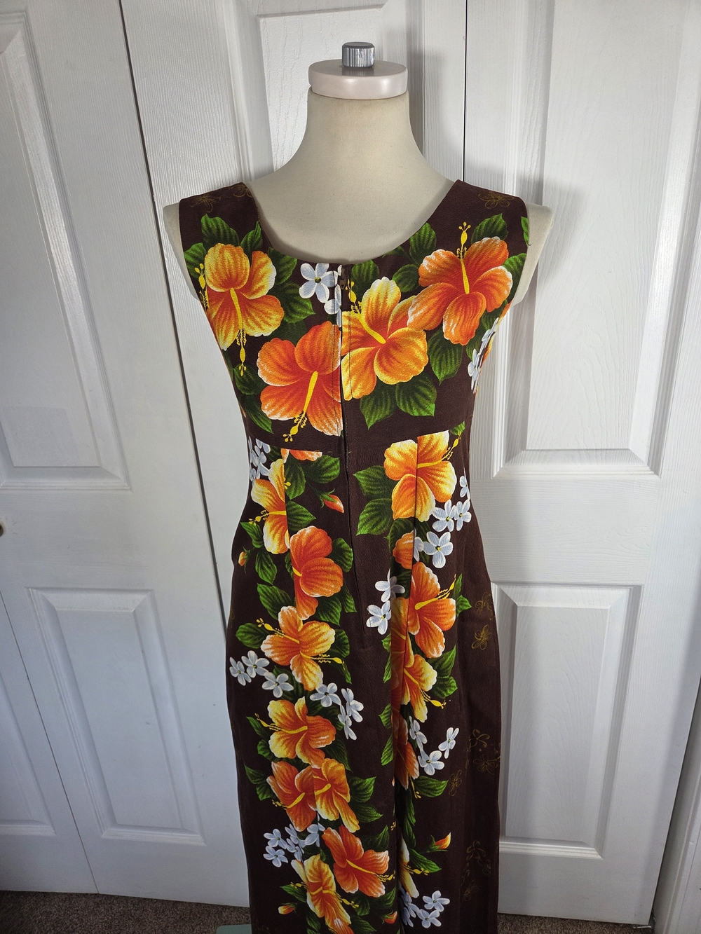 Vintage Ui-Maikai Hawaiian Hibiscus Maxi Dress Size 12 Hawaii